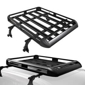 1st151565choice 1stchoice-autoparts 50 Inch X 38 Aluminum Roof Rack Kit Cargo Luggage Carrier Basket Cross Bar Black