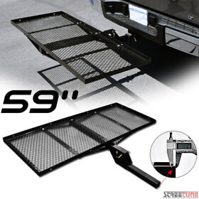 Stthft260003 59inch Black Mesh Steel Fold Up Bumper Mount Hitch Cargo Tray For 2inchx2inch Receiver S3