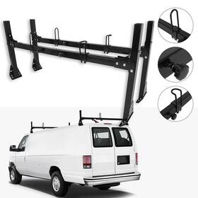 Aup109901oma Asucarparts 2 Bars Van Roof Ladder Rack Steel Cargo Carrier For Chevy Ford Gmc Express Black