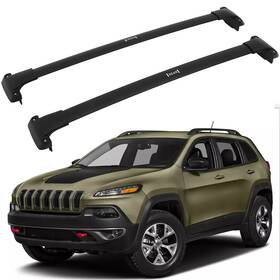 Aup117662oma Asucarparts Roof Rack Black For 2015-2020 Jeep Cherokee Cross Bar Set Luggage Cargo Carrier
