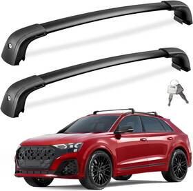 5476060 Audi #1 New Best 220 Lb Q8 2019-2025 Roof Rack Cross Bars Flush Rails Alu Black