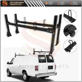 Aut10990100us Aut 2 Bars Van Roof Ladder Rack Black Steel Cargo Carrier For Chevy Ford Gmc Express