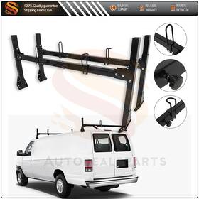 Aut1099010us Aut 2 Bars Van Roof Ladder Rack Black Steel Cargo Carrier For Chevy Ford Gmc Express