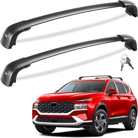 Aut111388ous Aut Roof Rack Set Cross Bar Black For 2019-23 Hyundai Santa Fe Luggage Cargo Carrier