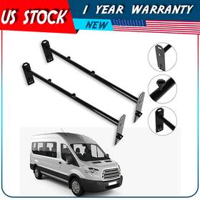 Adp109907adplus101s Autodayplu For Ford E Series Express Savana Van 2 Bar Ladder Roof Rack Rails Black