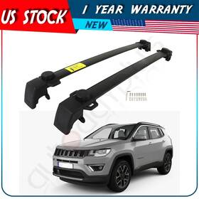 Adp161679adplus101s Autodayplu For Jeep Compass 2011-2016 Rubber Roof Rack Cross Bars Cargo Luggage Black
