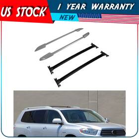Adp83318cp249s Autodayplus For 08-13 Toyota Highlander Black Top Roof Rack Cross Bars Rails Set