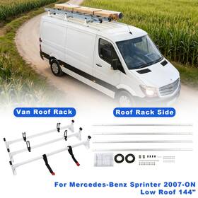 Bec1832v01 Besteryus Cargo Van Roof Ladder Rack& Side Rail Fits Mercedes Sprinter 2007 Low 144 Inch