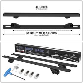 Rrcb-001 Bezt 32 Inch - 48.5 Adjustable Roof Rack Cargo Carrier 49 Aluminum Cross Bar Black
