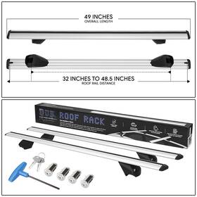 Rrcb-002 Bezt 32 Inch - 48.5 Adjustable Roof Rack Cargo Carrier 49 Aluminum Cross Bar Silver
