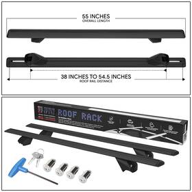 Rrcb-003 Bezt 38 Inch - 54.5 Adjustable Roof Rack Cargo Carrier 55 Aluminum Cross Bar Black