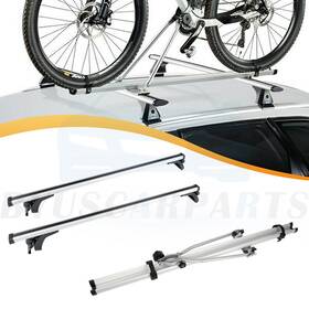 10143685 Byuscarparts Baggage Carrier Roof Rack Cargo Crossbars Bike Silver For 50 Inch Universal