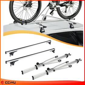 Ze1091129583328801g Cciyu For Silver 50 Inch Universal Top Roof Rack Cross Bar Carrier 2 Bicycle Set