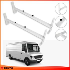 Ze1160065210990601g Cciyu Van 2 Bar Ladder Rack Roof Cargo Steel Bars 600lb Durable Cross White