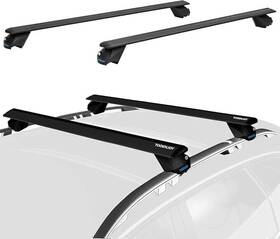 A067-pbkbk-itfl0 Cowvie 53 Inch Pro Universal Roof Rack Cross Bars With Keyed Locks Fully Rails Raised Black