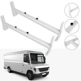 12246905 Csdex Steel Polished White Universal Van Ladder Rack Roof Cargo 2 Cross Bar 600lb