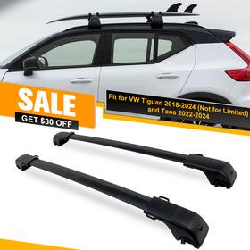 C2146v14 Eeverglow 2pc Lockable Roof Rack Cross Bar For Vw Tiguan 2018-2024/taos 2022-2024 Aluminum