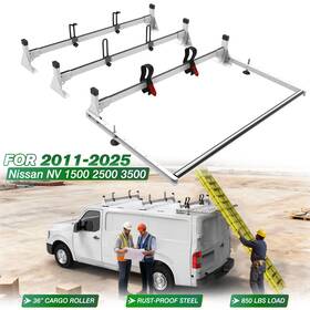 Nv1500-3500 Elitewill Ewc1933v04 Heavy Duty Van Ladder Rack 3-bar With Rear Roller Fit 2011-2025 Nissan