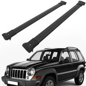 Fla166326oad Flatroad Cross Bar Set Luggage Cargo Carrier For 2002-2007 Jeep Liberty Kj Roof Rack Blk