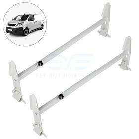 10079709 Fly-autopartsclub 43.4 Inch -77 Van Roof Ladder Rack 2 Bars Steel Heavy Duty Removeable 500lb White