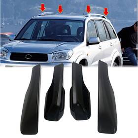 Fortodayy 550756706096 4x Roof Rack Rail End Cover Cap Shell Replacement Black Fit Toyota Rav4 01-05