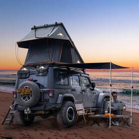 Heyfun Hf-rtad06-bg Rooftop Tent Hard Shell 2-3 Person Led Light Awning Adventurer Pro Side Strip