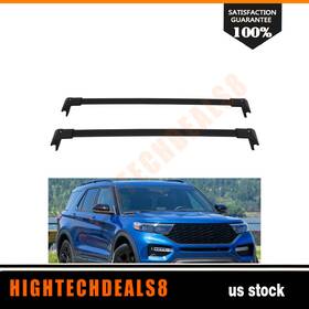 Htc17069256a Hightechdeals8 Roof Rack Rails Crossbars Black Aluminum For 20-22 Ford Explorer