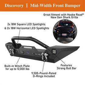 Bxg.3018-f Hooke Road Steel Roof Rack Front Bumper Rear For 2018-2025 Jeep Wrangler Jl 2-door