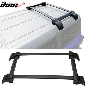 5-rrcb-fbro214r-bk Ikon Motorsports Fits 21-26 Ford Bronco 4dr Roof Rack With Rail Luggage Carrier Cross Bars Aluminum