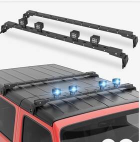 Rr-j1001-j1002-ec Jeep Roof Rack Cross Bars With 4 Pcs Led Lights Bar For 2007-2025 Wrangler