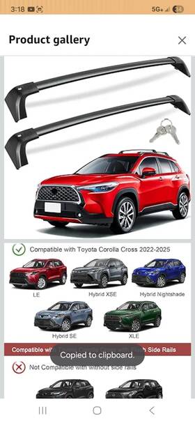 Dna-rrthle20 Kinggeri Lockable 260lbs Cross Bars Roof Racks Fit For Toyota Highlander 2020-2025 1260