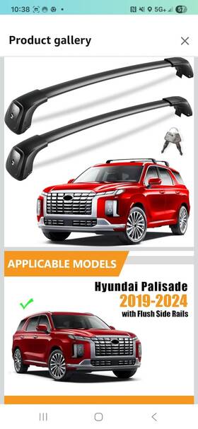 Kg2-6124 Kinggeri Lockable 260lbs Roof Rack Cross Bars Compatible With Hyundai Palisade 2019-20