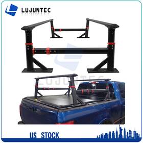 Gd170685r Lujuntec All Pickup Universal Rear Bed Heavy Duty High Cross Bar Rack Set Blk Ladder