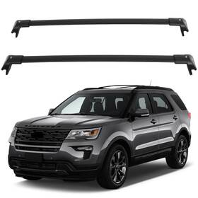 12328270 Luxfine Roof Rack Cross Bar Black Aluminum Luggage Carrier For 2016-2019 Ford Explorer