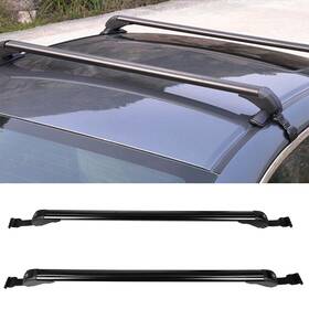 12828184 Luxfine 2pcs Rubber Roof Rack Cross Bar Cargo For 43.3 Inch Universal Black Cool Style