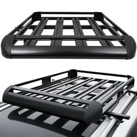 12828189 Luxfine Black Top Roof Rack Crossbar Luggage Cargo Carrier Basket For 50 Inch X 38 Suv