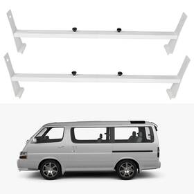 12829393 Luxfine 2 Bar White Universal Steel Van Ladder Rack Roof Cargo Bars 600lb Cross
