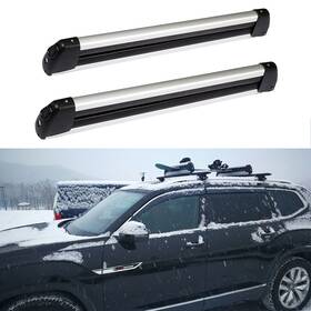 12832546 Luxfine Pair Universal Car Top Roof Rack Ski Carriers Mount For 2 Snowboard Or 4 Skis
