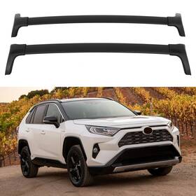 12871083 Luxfine Roof Rail Rack Cross Bar Luggage Carrier Black For 2019-2023 Toyota Rav4 2.5l
