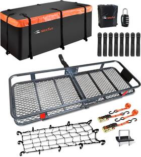 Meefar 747086855932 Folding Hitch Mount Cargo Carrier Basket 60 Inch And Bag Black