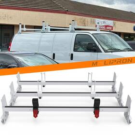 Melipron Me012602 Van Roof Ladder Rack 850 Lbs Heavy Duty 3 Crossbars White Chevy Express