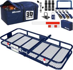 Mockins 810028502468 60 Inch X30 X6 Navy Folding Cargo Hitch Carrier And 30 Cuft Trailer