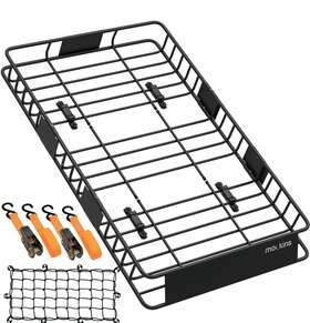 Mockins 819867025961 64 Inch X 39 6 Antirust Rooftop Cargo Carrier 250lb Cap. Roof Basket Heavy Dut