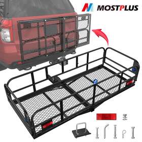 M035301-a Mostplus 500 Lbs Folding Rack Cargo Carrier Basket With Trailer Hitch Mount Kits For Suv Car