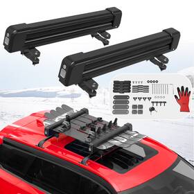 M28801a Mostplus Set Of Universal Roof Mounted Ski And Snowboard Sliding Rack With Lock Rubber Padding