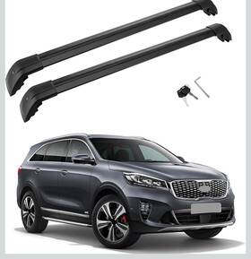 888816143-02fba Motorfansclub Roof Rack Cross Bars For Kia Sorento 2015-2021 With Flush Rail Aluminum - Black