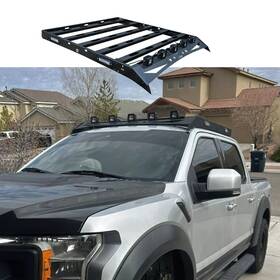 Msd 753758379422 Steel Black Roof Rack Luggage Carrier With Led Lights For 2009-2014 Ford F150