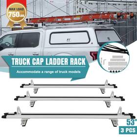 C1957v01 Nixface Heavy Duty 53 Inch Truck Cap Topper Rack Aluminum Ladder Roof 3 Crossbars White