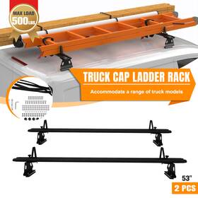 C1959 Nixface 53 Inch Adjustable Truck Cap Topper Ladder Roof Rack For Universal Black 2 Bar