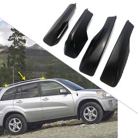 Nomura 211200734606 4pcs Black Roof Rack Rail End Cover Cap Shell Replacement For Toyota Rav4 01-05
